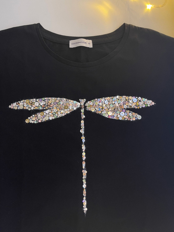 Футболка стрекоза черная