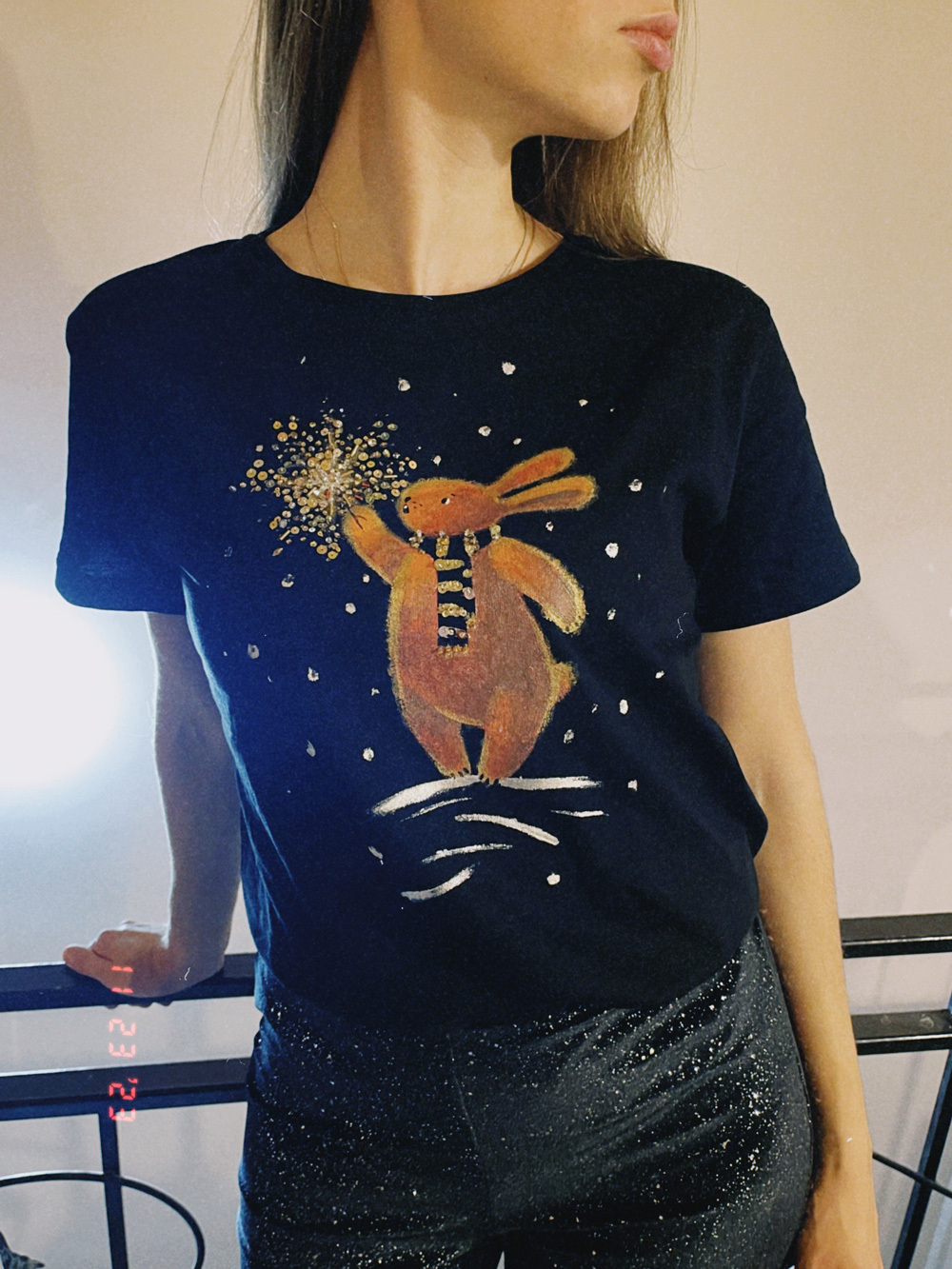 Футболка зимний зайка