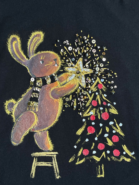 Футболка новогодний зайка