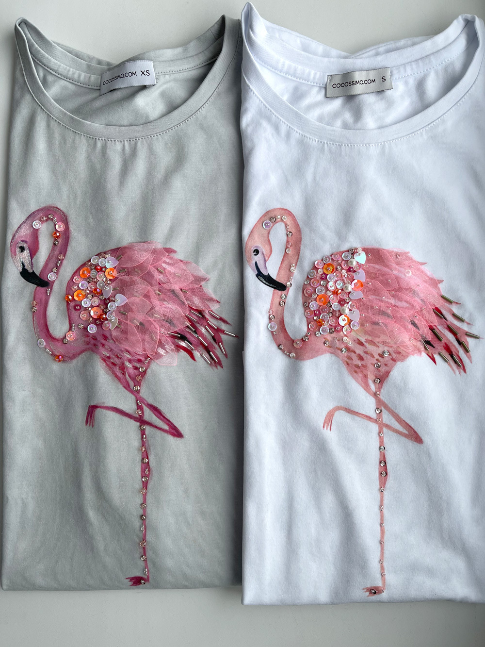 Футболка фламинго на пепельном