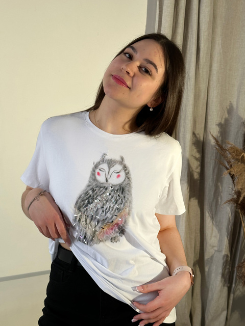 Футболка сова нежная