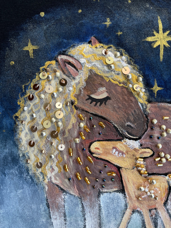 Футболка нежные лошадки на черном