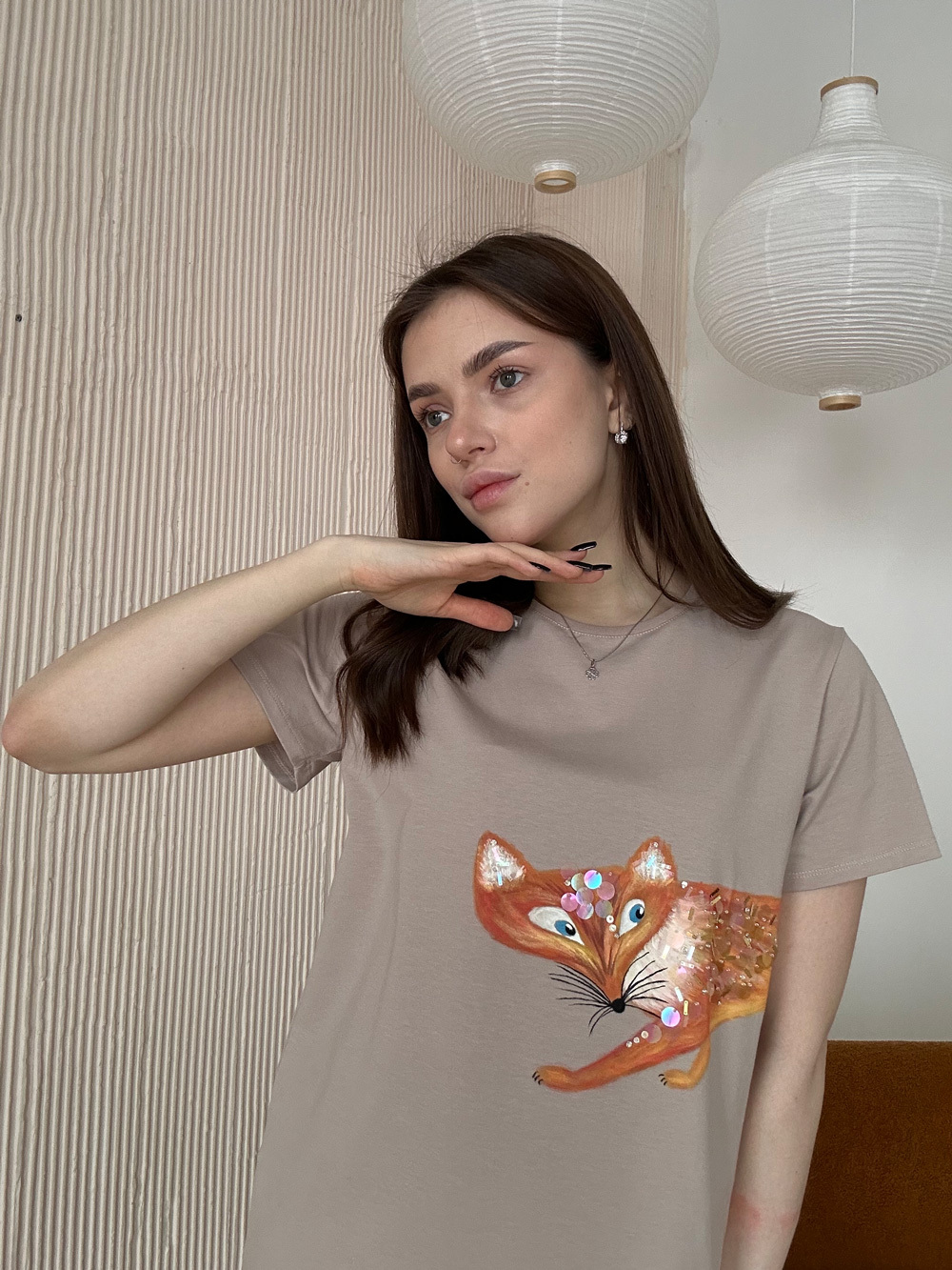 Футболка лиса какао