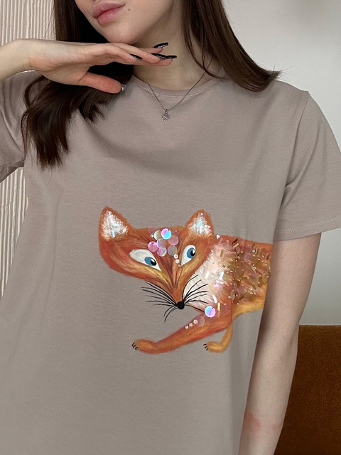 Футболка лиса какао