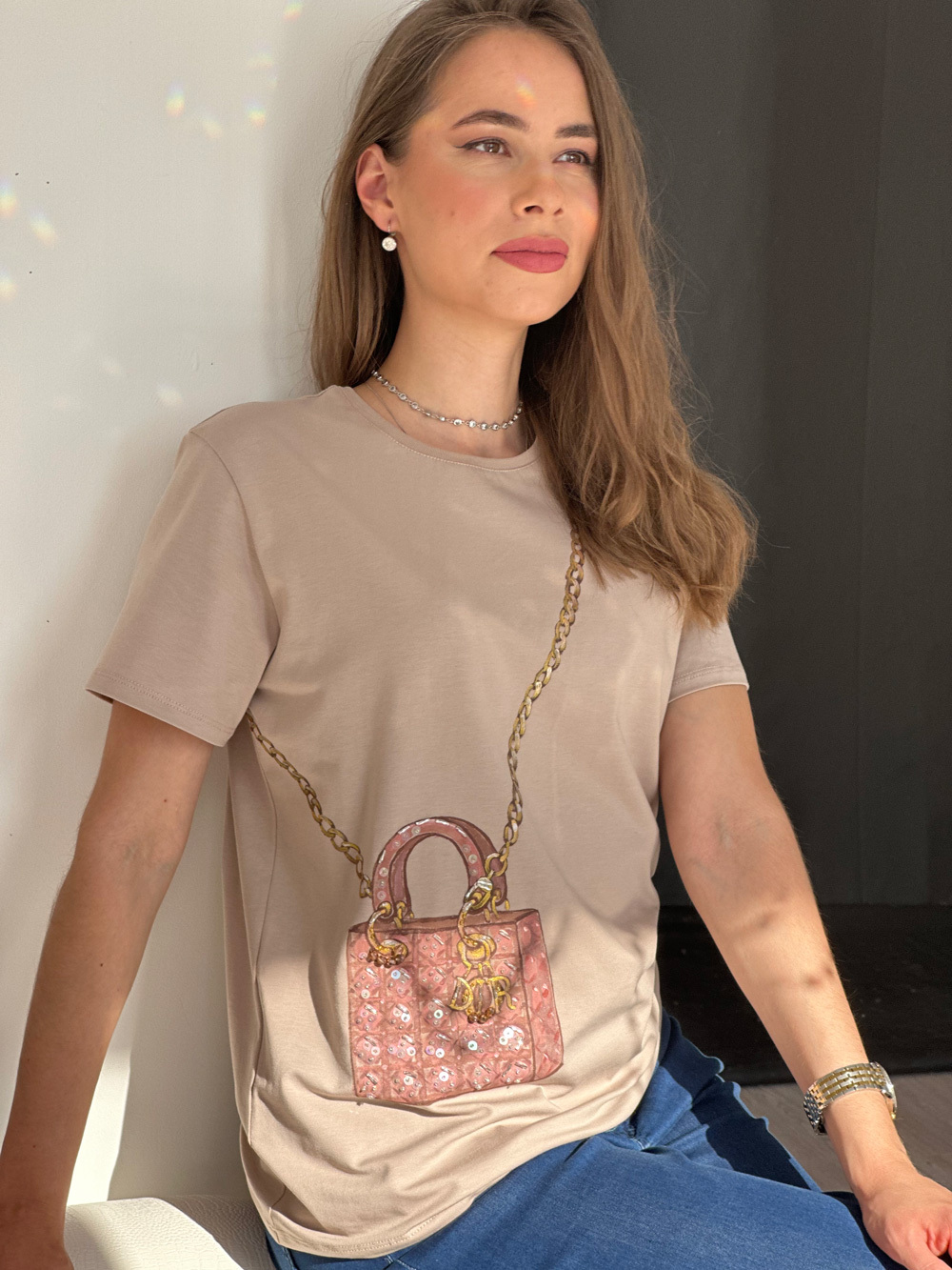 Футболка леди диор pink