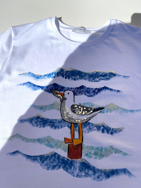 Футболка чайка с рыбкой