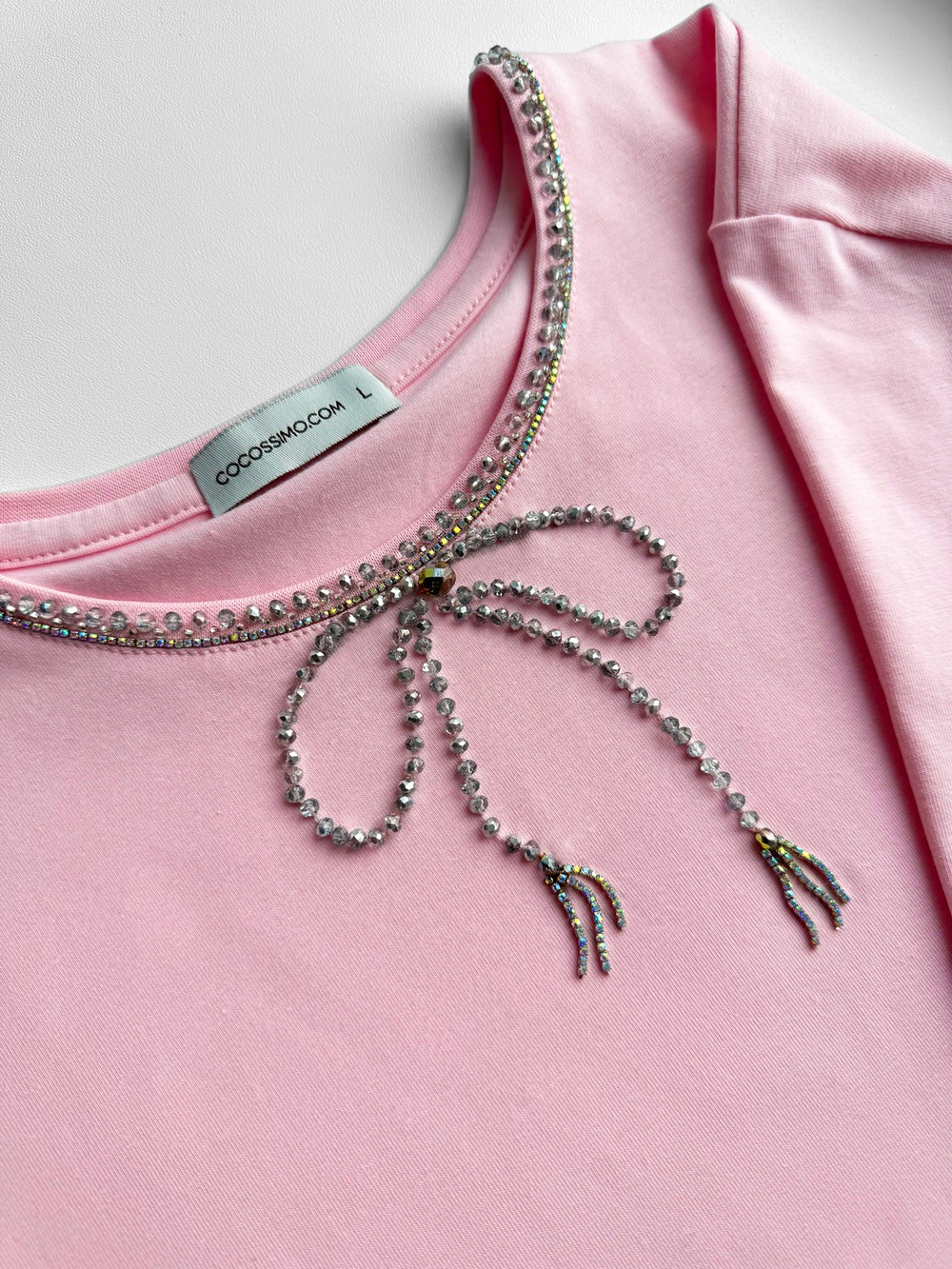 Футболка с бантиком розовая