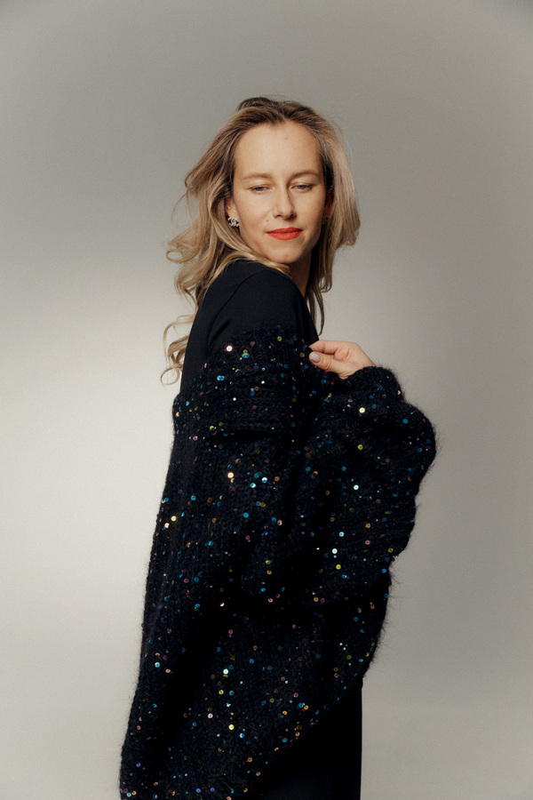 Кардиган из сури альпаки черный