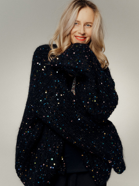 Кардиган из сури альпаки черный