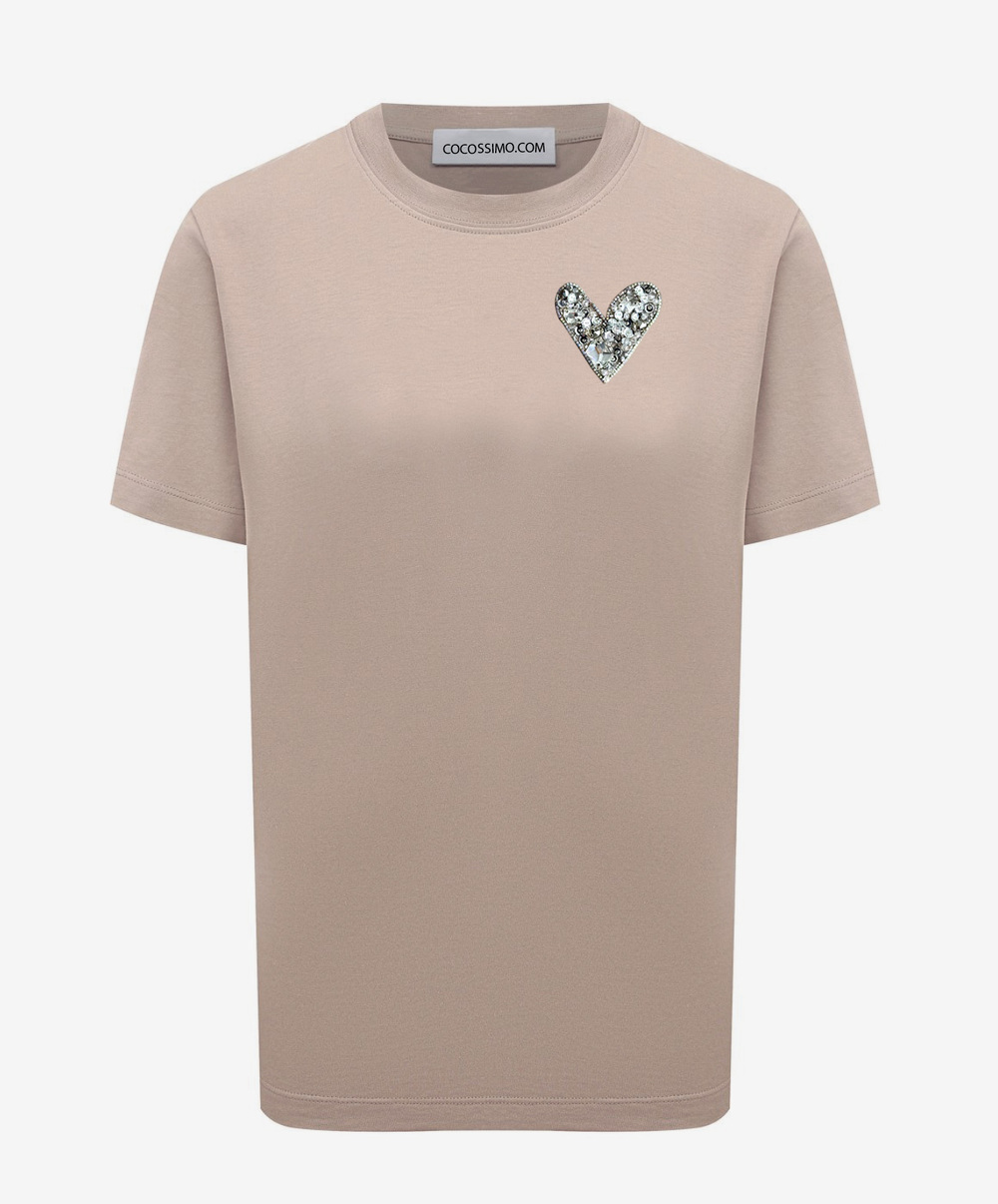 Футболка бежевая с сердцем