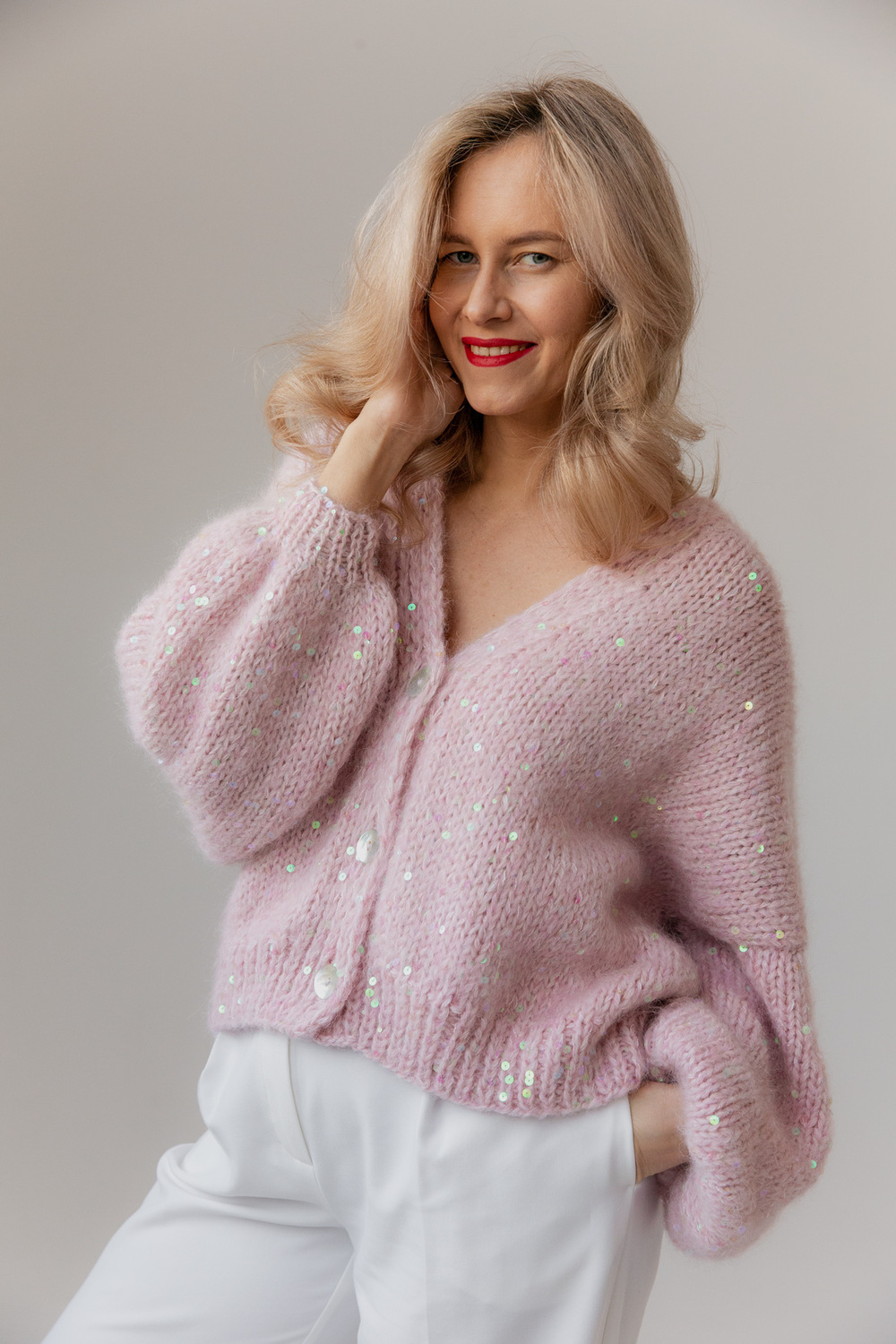 Кардиган нежно-розовый