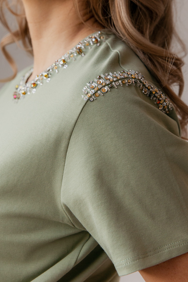 Футболка в стиле CHANEL оливковая