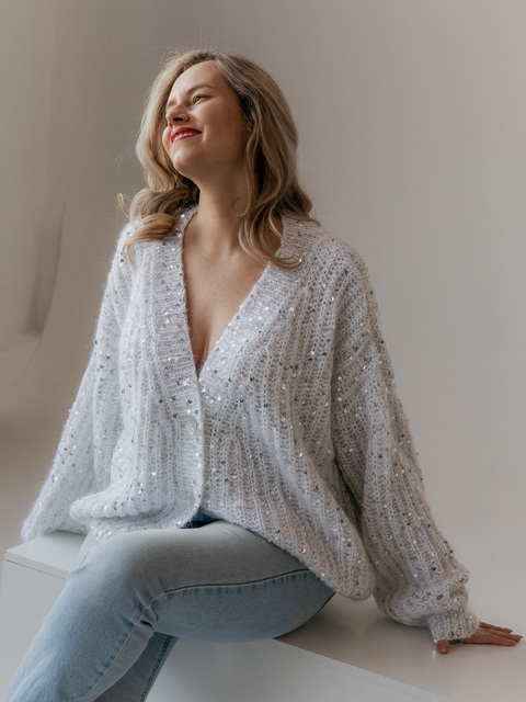 Кардиган жемчужно-белый