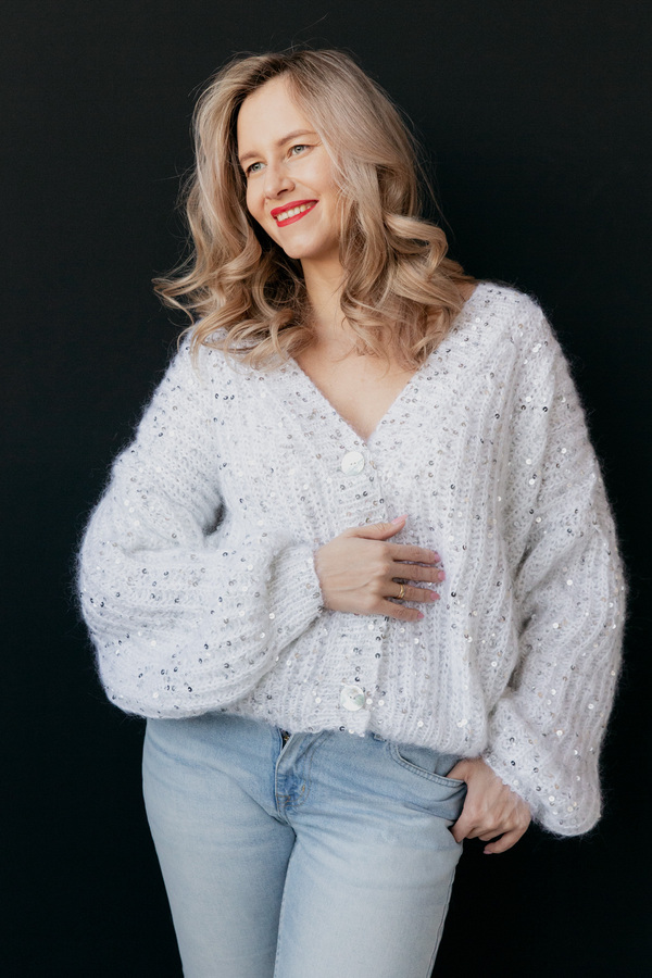 Кардиган жемчужно-белый