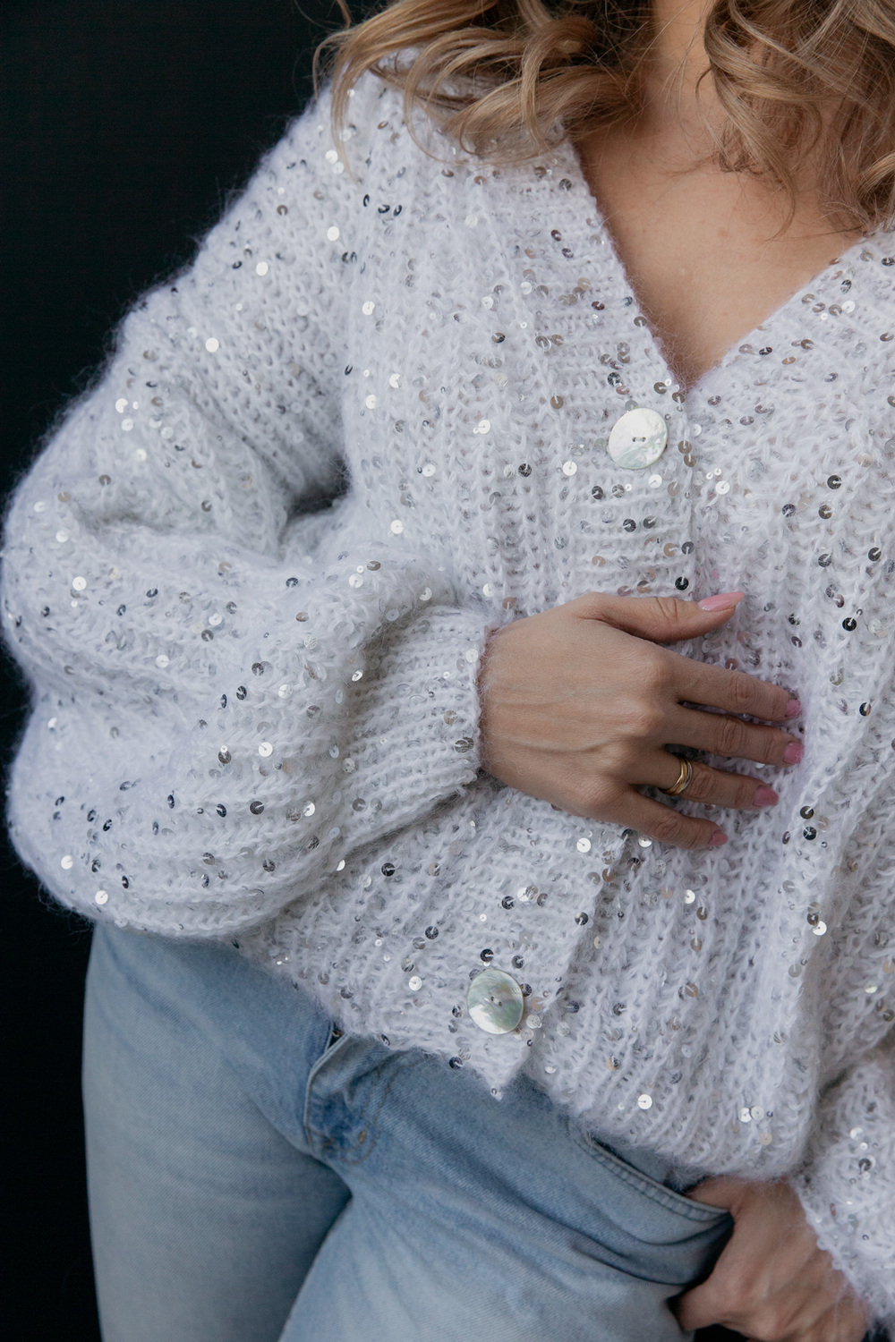 Кардиган жемчужно-белый
