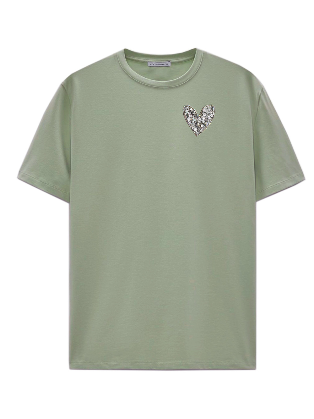 Футболка сердце с вышивкой оливковая