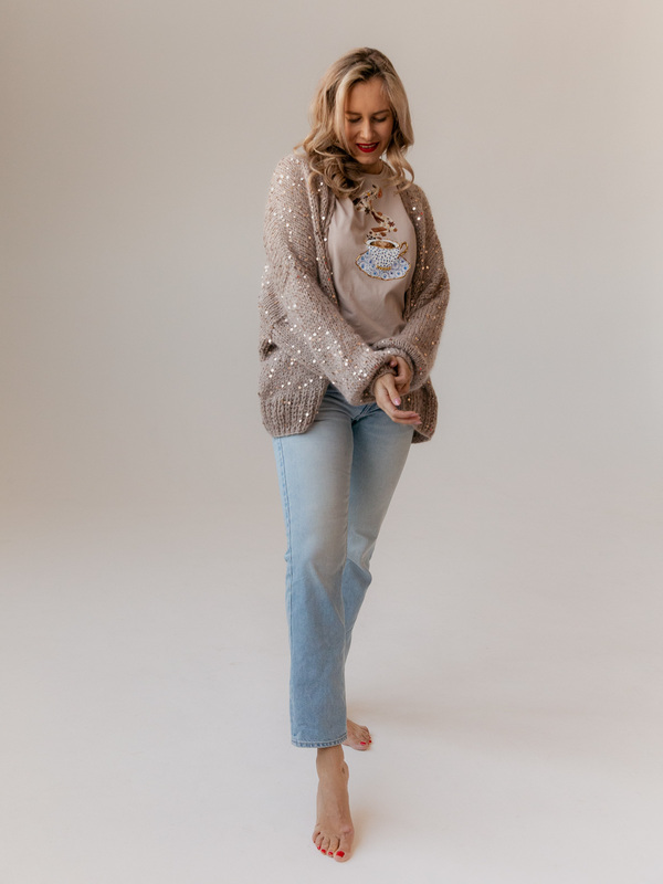 Кардиган Капучино с пайетками