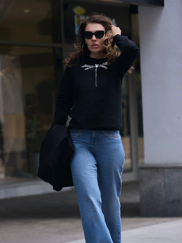 Свитшот стрекоза черный