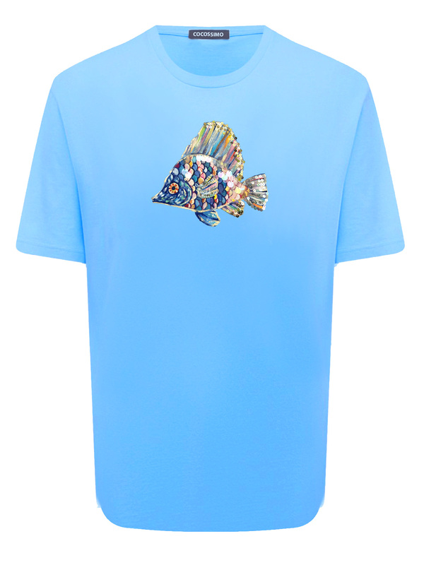 Футболка с рыбкой небесная