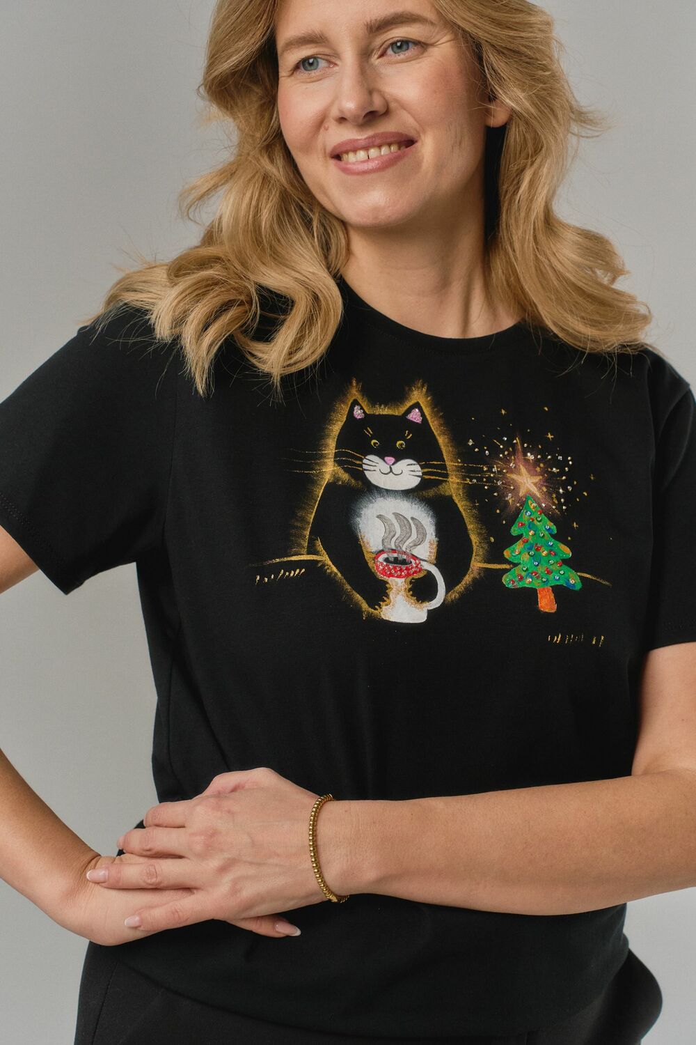 Футболка кот новогодний