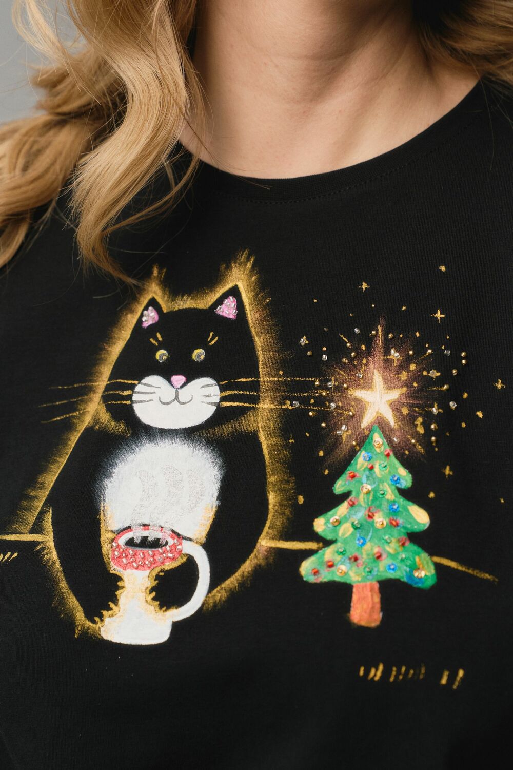 Футболка кот новогодний