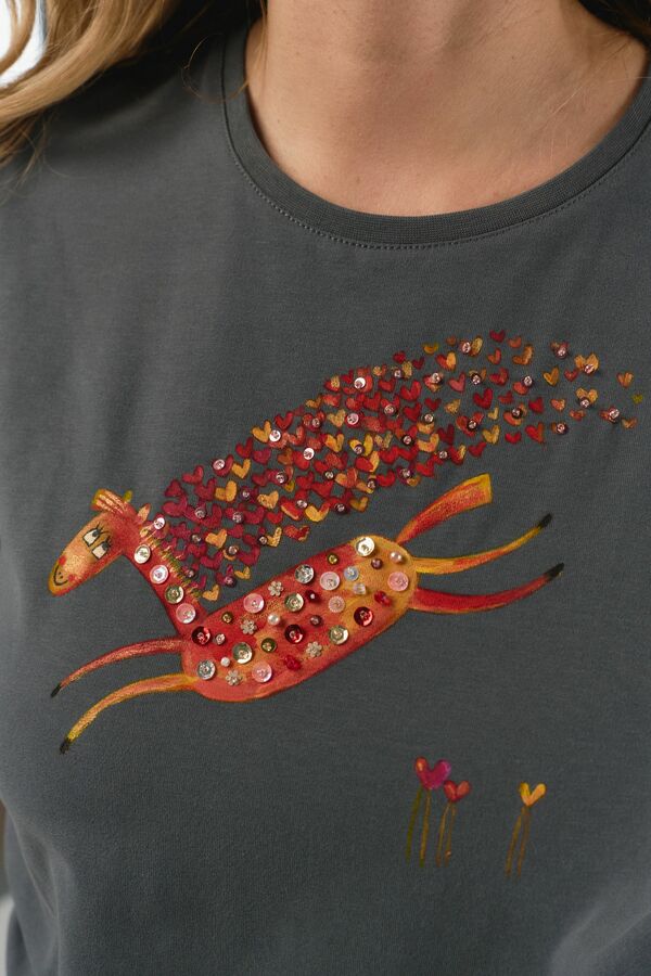 Футболка влюбленная лошадка в оттенке графит