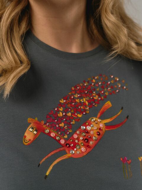 Футболка влюбленная лошадка в оттенке графит