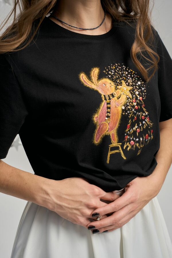 Футболка новогодний зайка