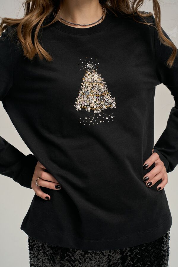 Лонгслив с вышивкой ёлочка