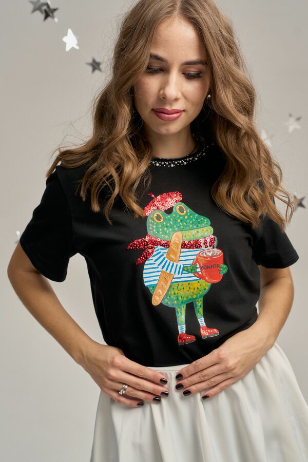 Футболка черная с жабёнком