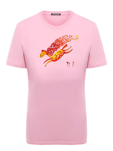 Футболка влюбленная лошадка розовая