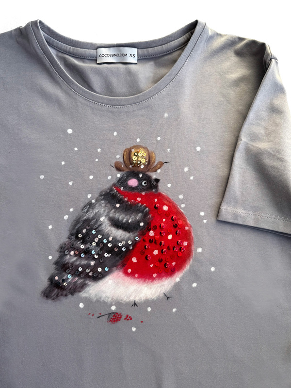 Футболка снегирь