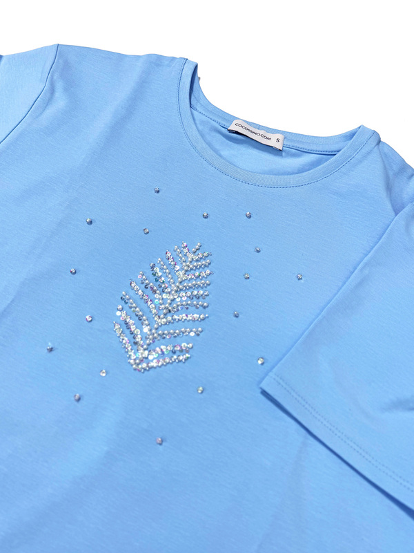 Футболка небесная с ёлочкой жемчужной