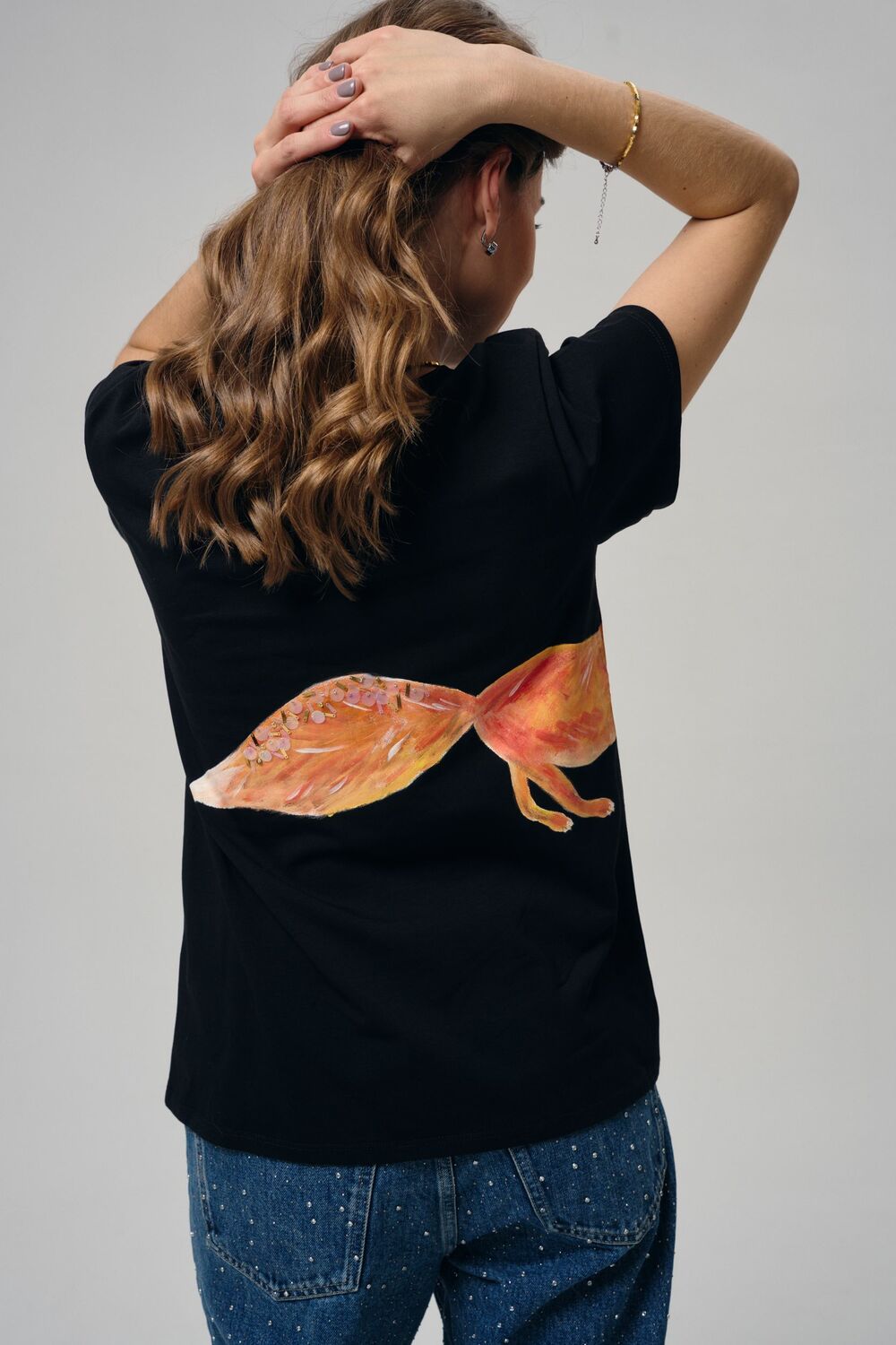 Футболка лиса на черном