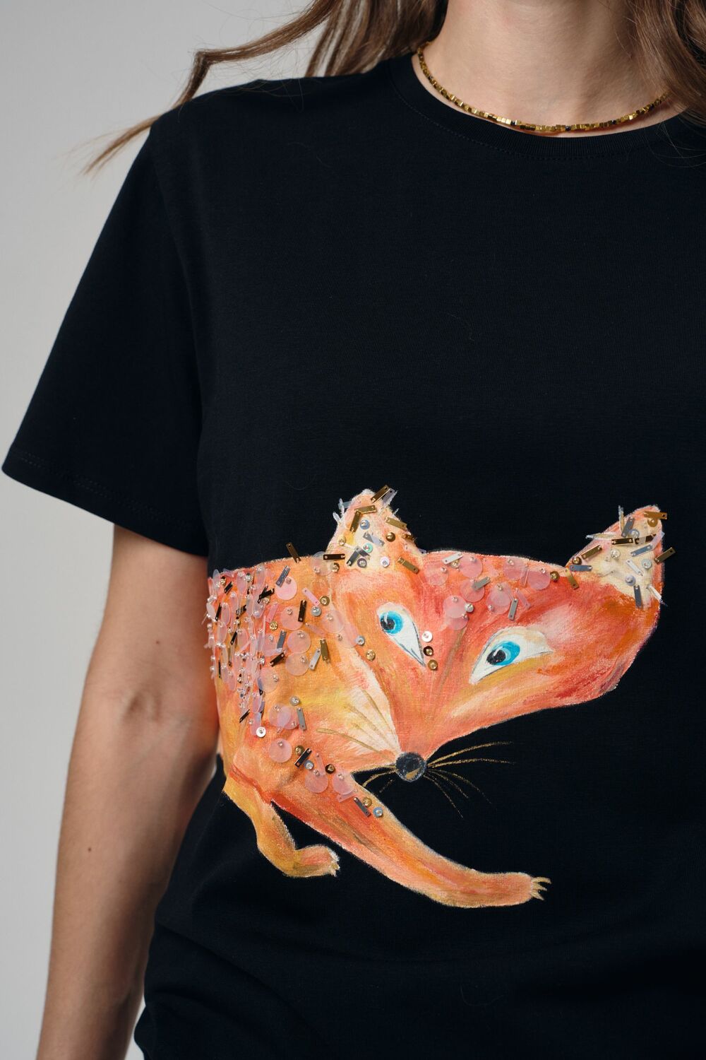 Футболка лиса на черном