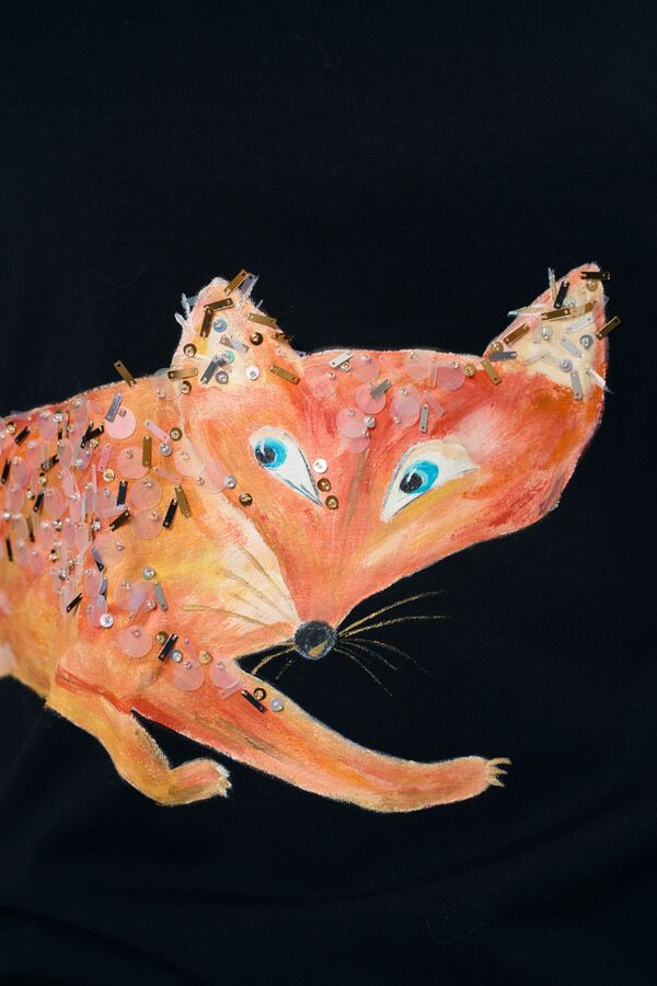 Футболка лиса на черном