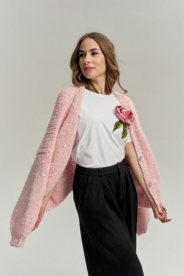 Футболка с пионом белая