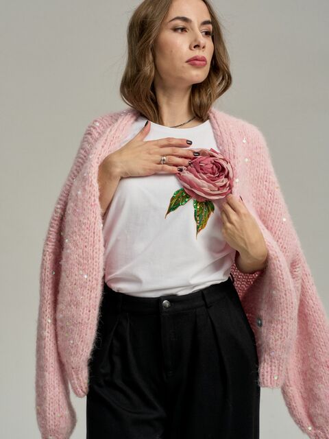 Футболка с пионом белая