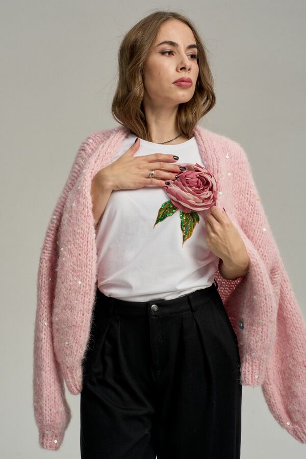 Футболка с пионом белая