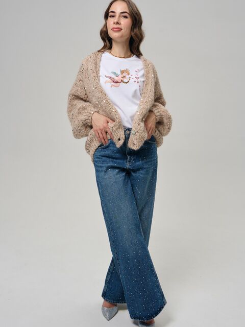 Кардиган Капучино с пайетками