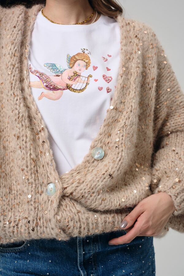 Кардиган Капучино с пайетками