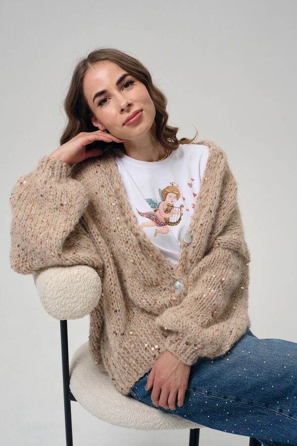 Кардиган Капучино с пайетками