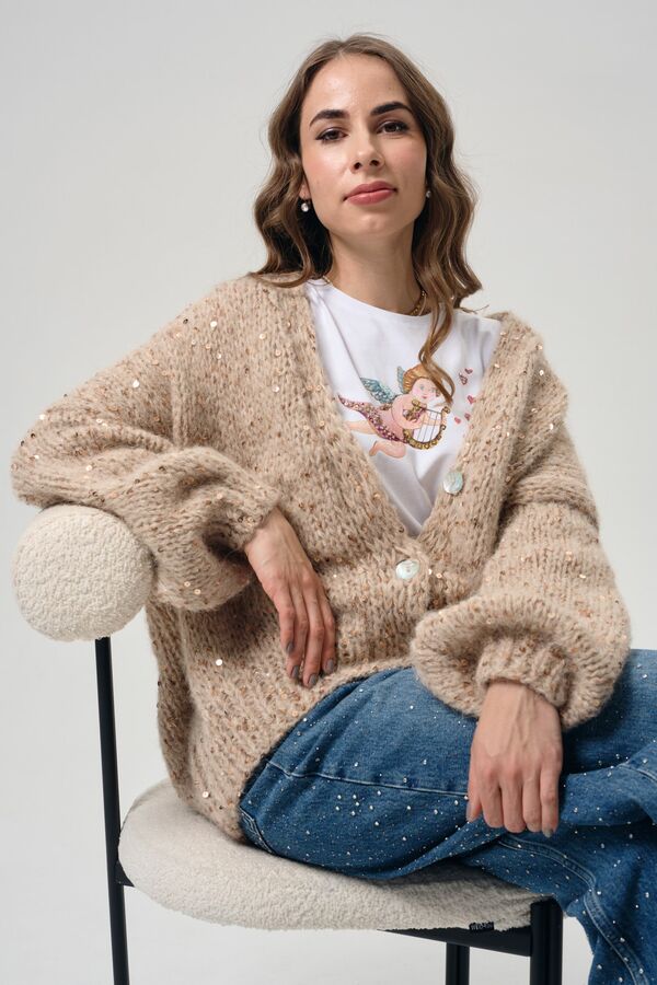Кардиган Капучино с пайетками