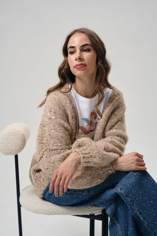 Кардиган Капучино с пайетками
