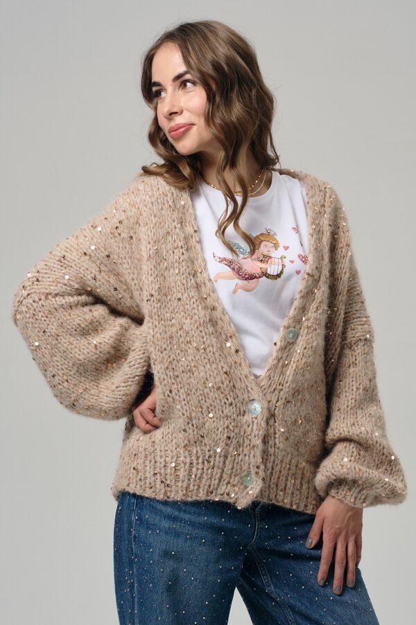 Кардиган Капучино с пайетками