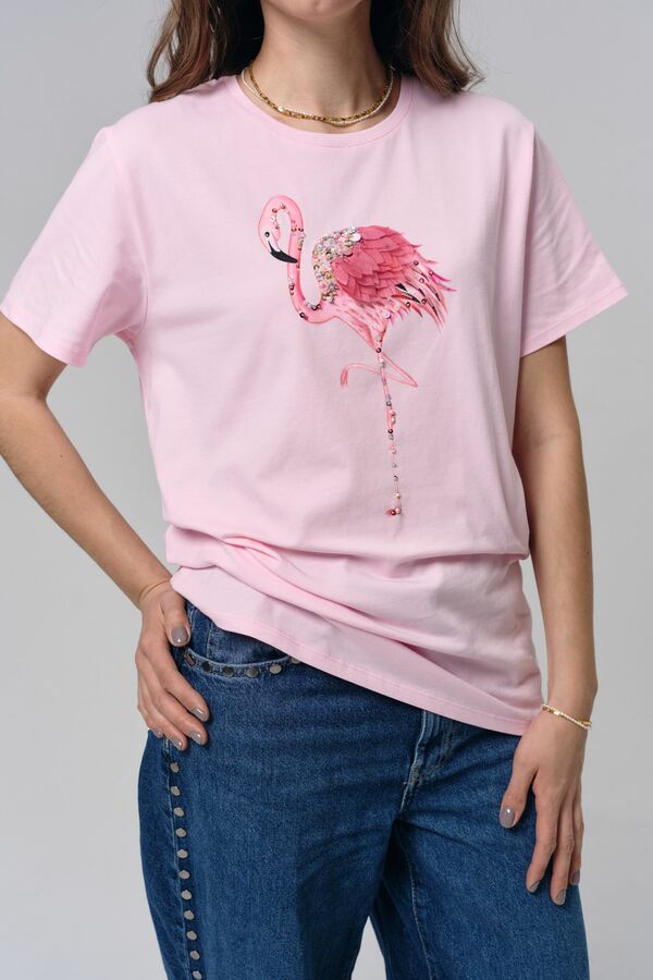 Футболка фламинго розовый