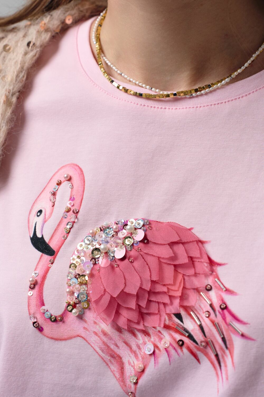 Футболка фламинго розовый