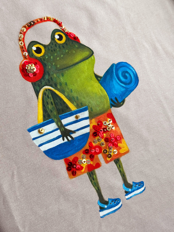 Футболка бежевая Пляжный жабёнок