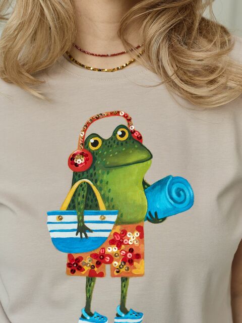 Футболка бежевая Пляжный жабёнок