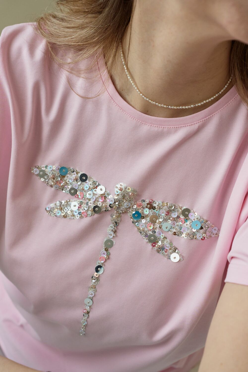 Футболка стрекоза розовая